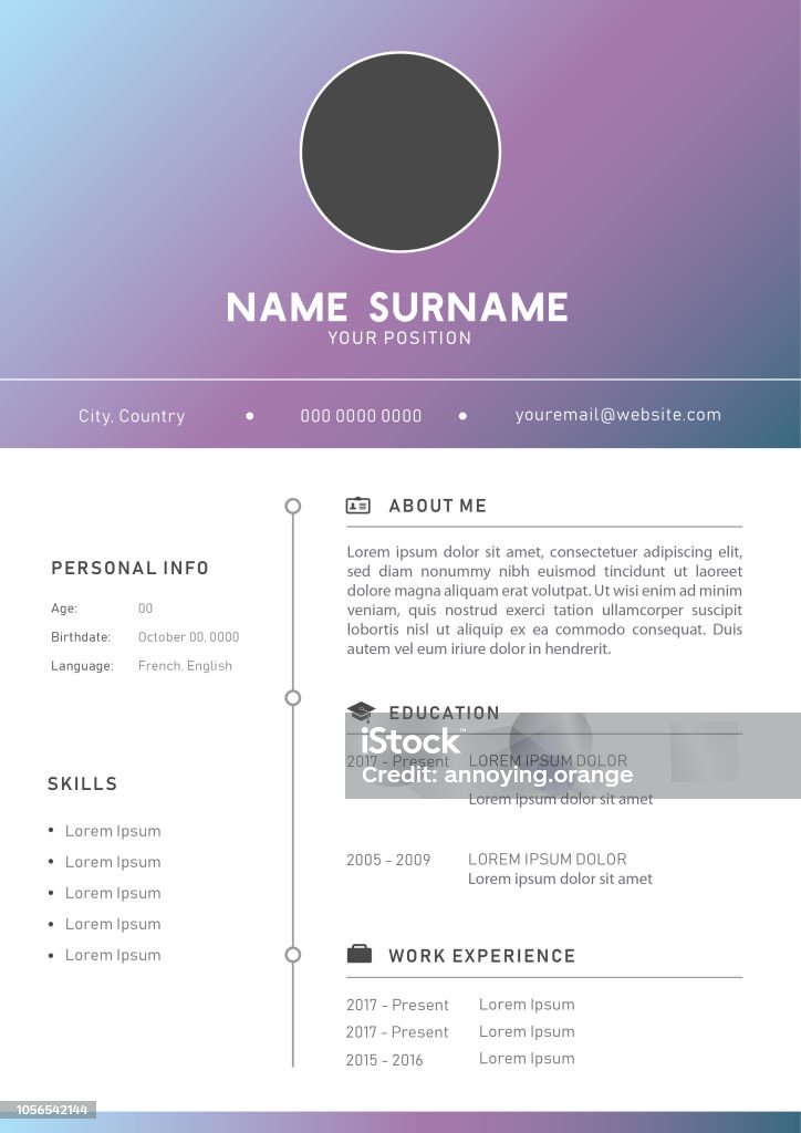 Gradient Filter Cv Gradient Resume Cv Design Stock Illustration - Download Image Now ...