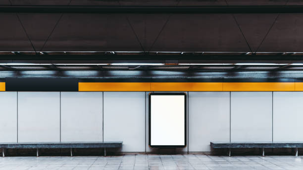 istock Mock-up of empty info banner in subway 1056544732