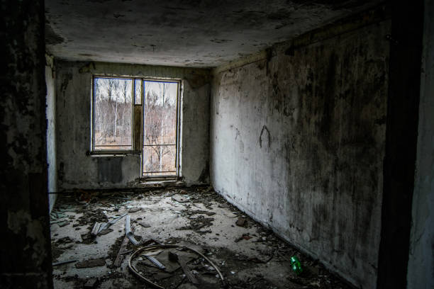 istock Interior of an old destroyed house 1056564526