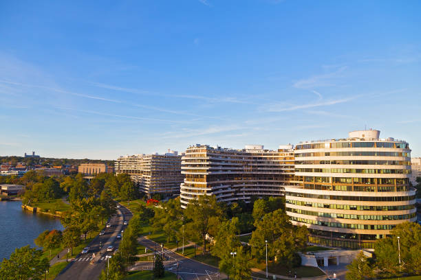 istock Potomac River waterfront panorama in fall before sunset, Washington DC, USA. 1056573906