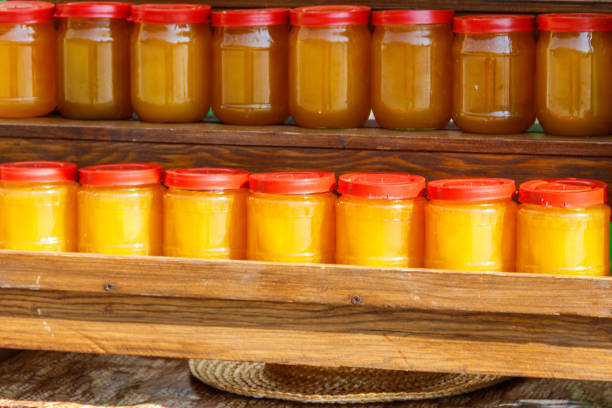 istock Jars of different honey varieties on a shelf 1056587872