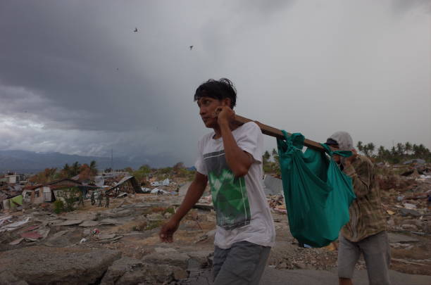 Earthquarke and Tsunami in Indonesia stock photo