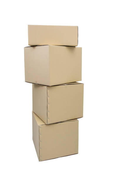 istock Cardboard Boxes in different sizes stacked boxes isolated on white backgrouns 1056588176