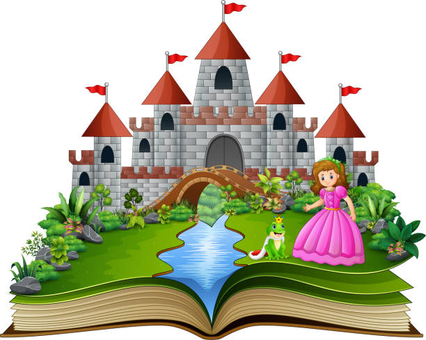 공주와 개구리 왕자 만화의 이야기 책 - 6736 stock illustrations