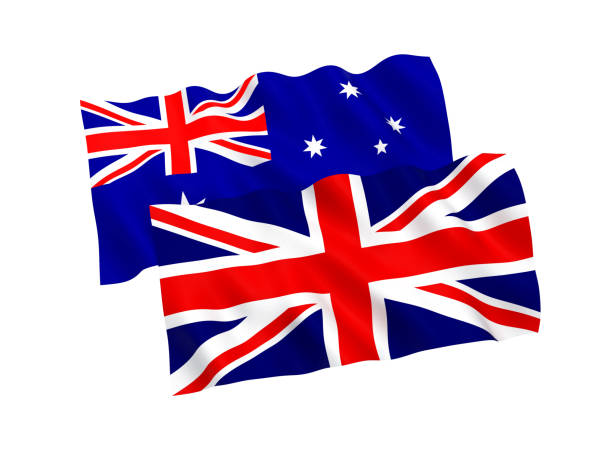 istock Flags of Australia and Great Britain on a white background 1056607494