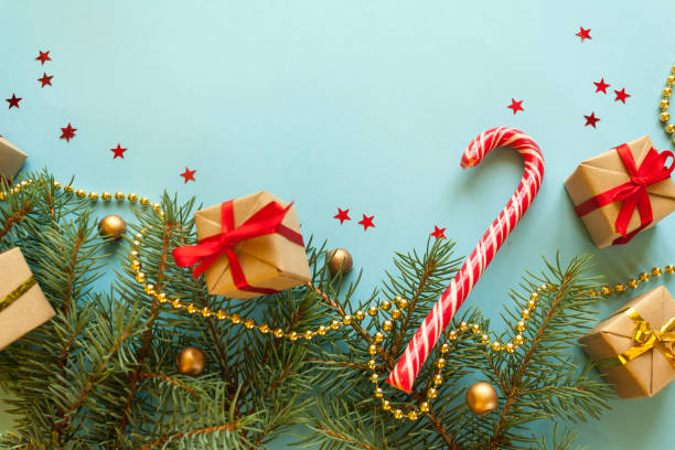 istock Merry Christmas and Happy New Year. Blue background 1056607830
