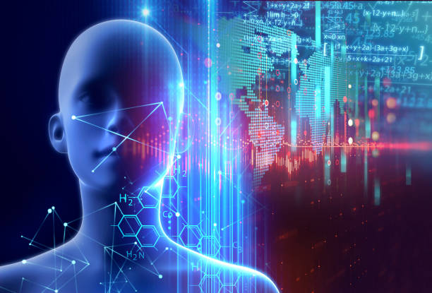 istock 3d rendering of virtual human silhouette on technology background illustration 1056607868