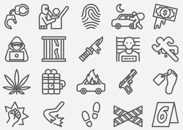 Vector illustration of Crime Line Icons