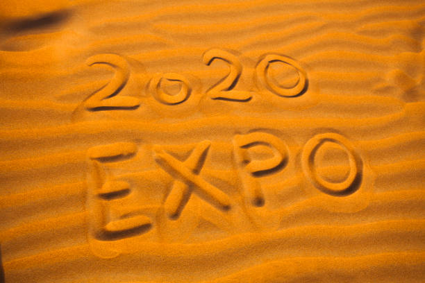 text 2020 expo for Dubai concept written in desert