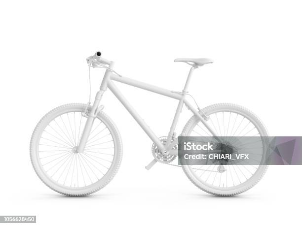 Photo libre de droit de 3d Rendu Blanc Vélo Isolé Sur Fond Blanc banque d'images et plus d'images libres de droit de Vélo - Vélo, Faire du vélo, Forme tridimensionnelle