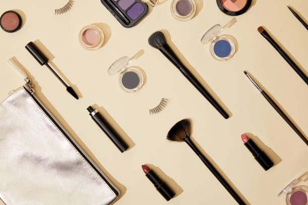 istock flat lay with composition of various cosmetics lying on beige surface 1056628948