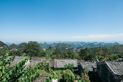 Houses of Yao tribe and majestic landscape at Yao Autonomous County of Liannan, Guangdong Province, China