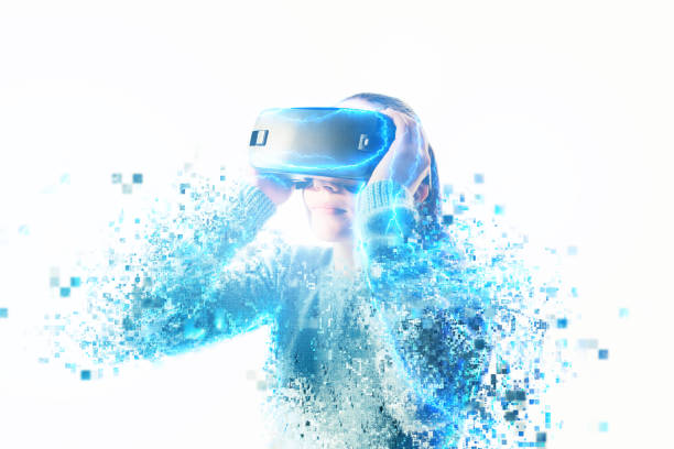 Woman with glasses of virtual reality.