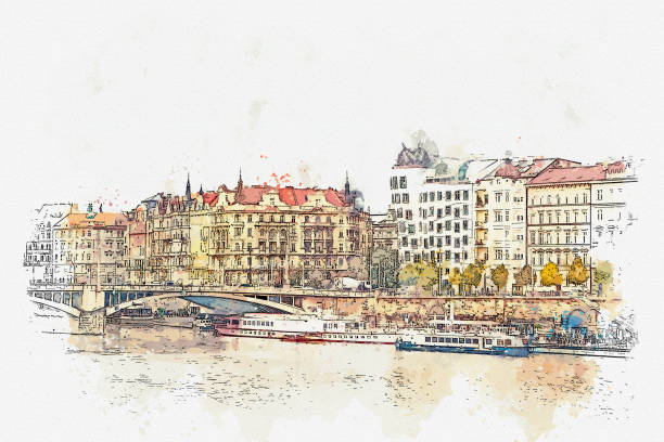 istock illustration. Traditional ancient architecture in Prague. 1056632140