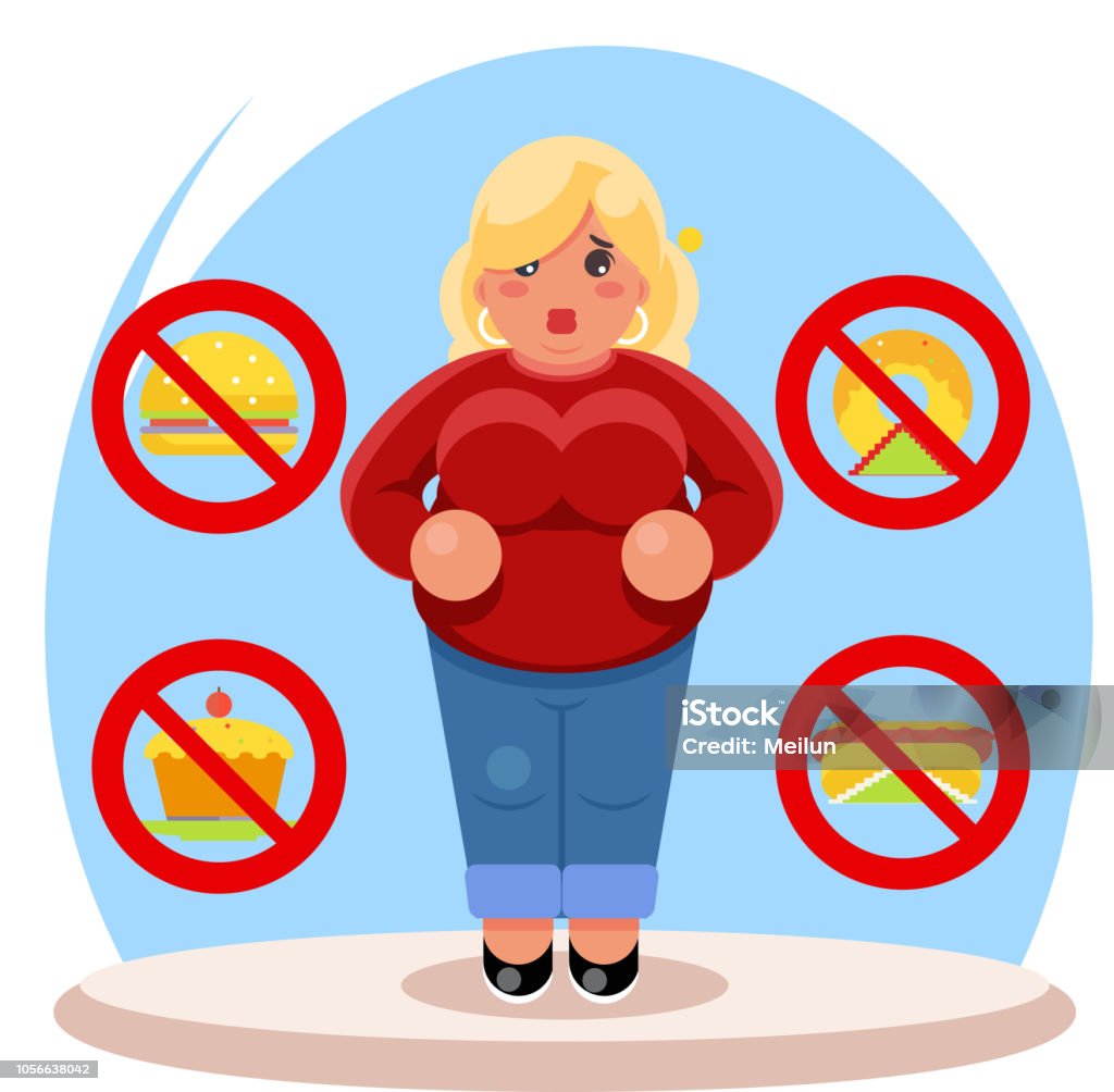 Béo Nữ Chế Độ Ăn Uống Nhân Vật Sức Khỏe Từ Chối Đồ Ăn Vặt Phẳng ...