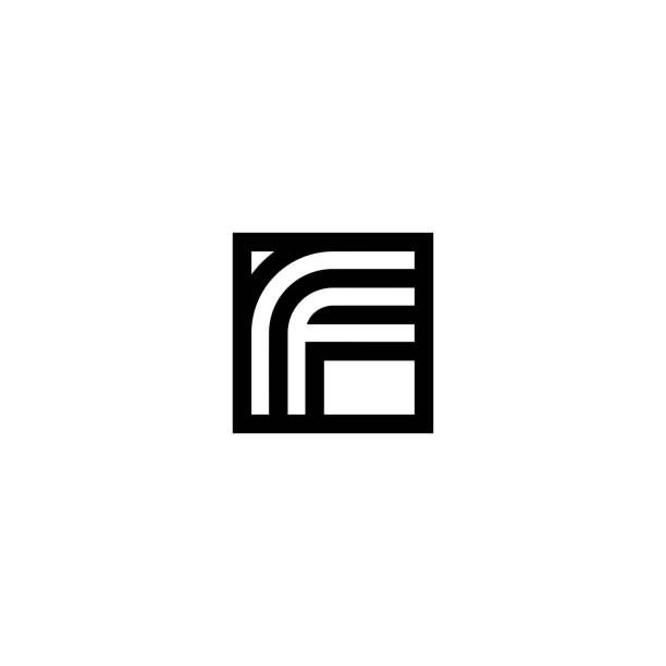 正方形ストライプ ベクトルのロゴ文字 f - letter f点のイラスト素材／クリップアート素材／マンガ素材／アイコン素材