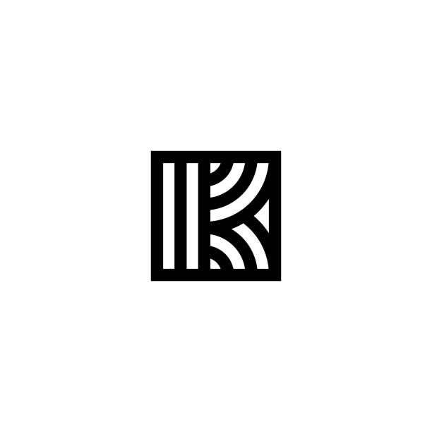 illustrations, cliparts, dessins animés et icônes de rayures carrés vector logo lettre k - letter k