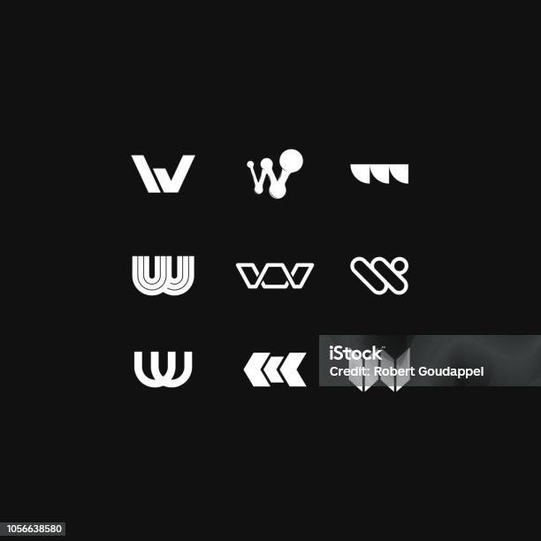 Vector Logo Letter W Set 9 Icons Stock Illustration - Download Image Now - Letter W, Logo, Monogram