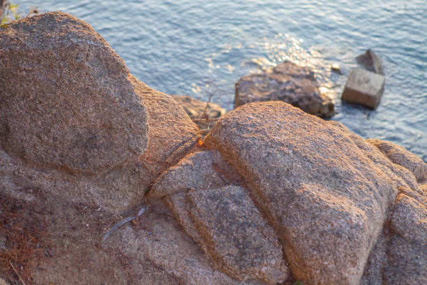 Costa Brava altered granite in the coastline, Near Cala Belladona a magnificent morning in Catalonia.