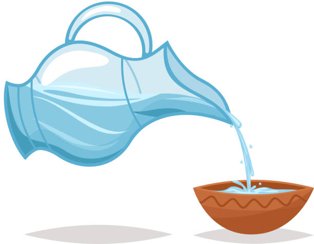 Drink water pour glass jug bowl cartoon icon vine design vector illustration vector art illustration