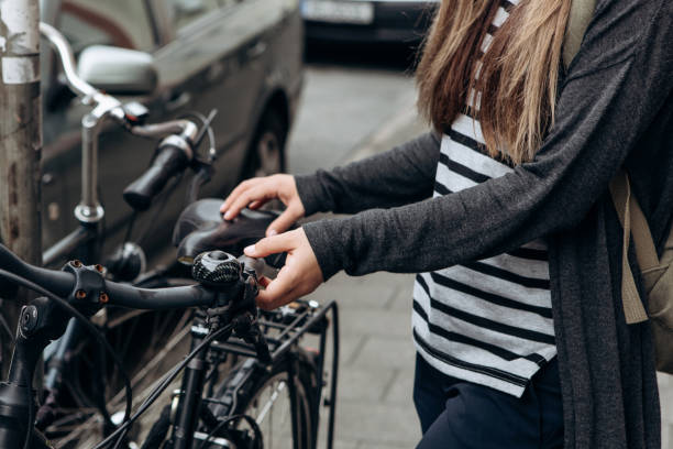 istock Tourist or student is going to ride a bike 1056641414