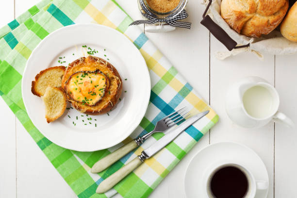istock Baked sandwich with egg, cheese and ham. 1056641702