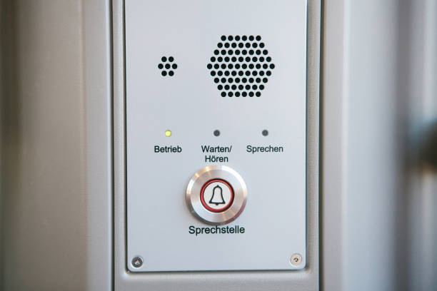 istock Button to call and talk with the support service of the train or subway. 1056642046