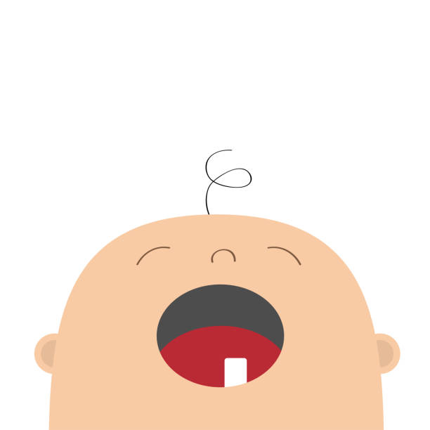 Baby Crying Greeting Card Template Kid Face Looking Up Cute Cartoon  Character Funny Head With Hair Eyes Nose Open Mouth Tooth Its A Boy Flat  Design White Background Isolated Stock Illustration -
