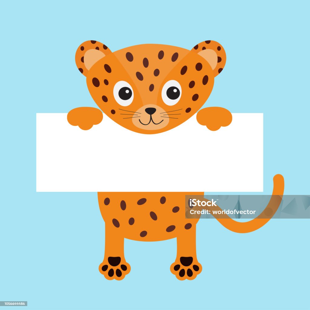 Black Funny Jaguar Cat Hanging On Paper Board Template Kitten Body With Paw  Print Tail Cute Cartoon Character Kawaii Animal Baby Card Flat Design Style  Blue Background Isolated Stock Illustration - Download