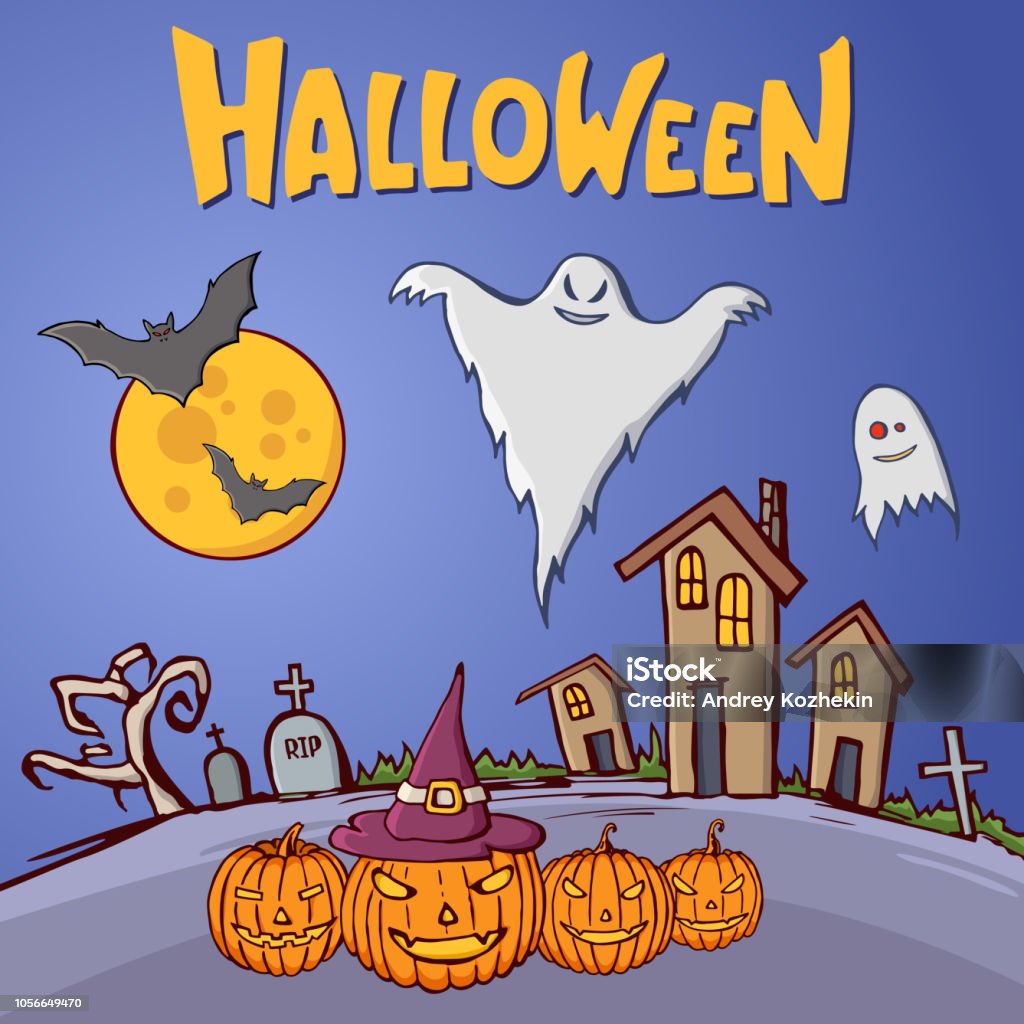 Ilustración de Formas De Dibujos Animados De Color Sobre Tema Halloween y  más Vectores Libres de Derechos de Arte - iStock