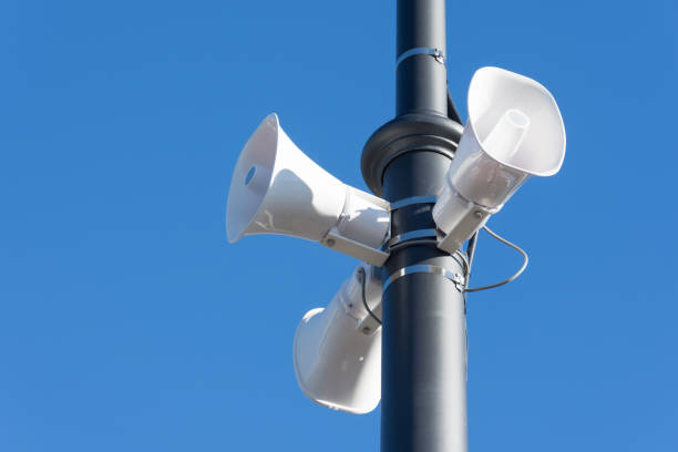 istock Loudspeaker on a pole in the city, the public alert system. 1056650276