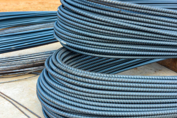 istock Steel rebar for reinforcement concrete at construction 1056650738