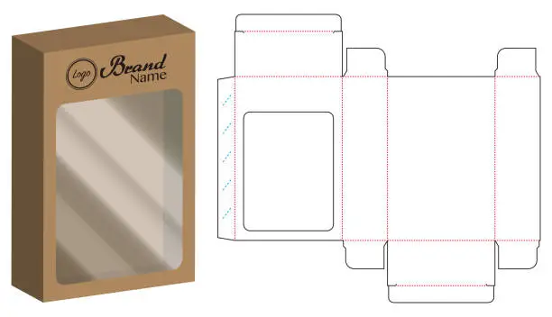 Vector illustration of dvd paper packaging box die-cut line template