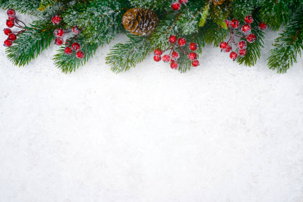 istock Christmas background design with fir tree, copy space and decor 1056651648