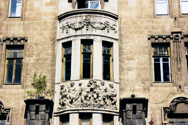 istock Old Tbilisi architecture, windows and balcony exterior decor in summer day 1056660622