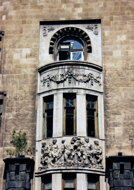 istock Old Tbilisi architecture, windows and balcony exterior decor in summer day 1056661314