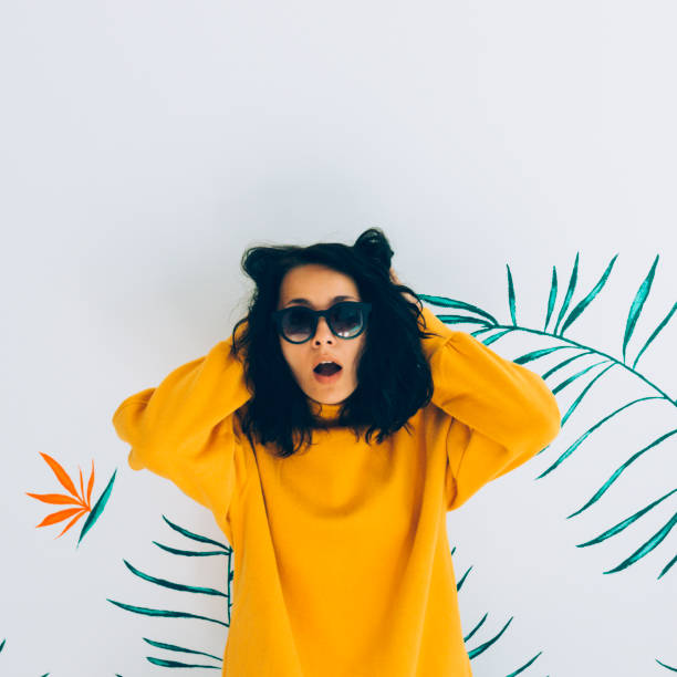 istock Beautiful woman in accessories and sweatshirt. 1056662672