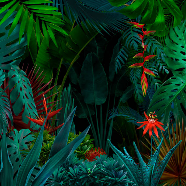 istock Colorful night jungle background 1056667138