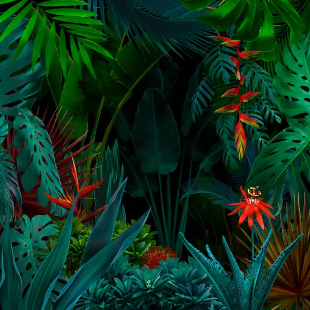 Photo of Colorful night jungle background