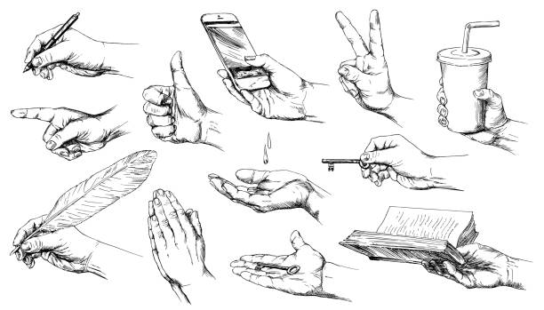 zestaw rąk. - prayer position illustrations stock illustrations