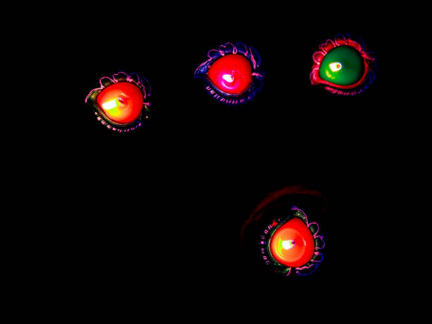 Lamp/diyas arranged in different manner to celebrate the auspicious occasion of Diwali which is also known as the festival of lights.