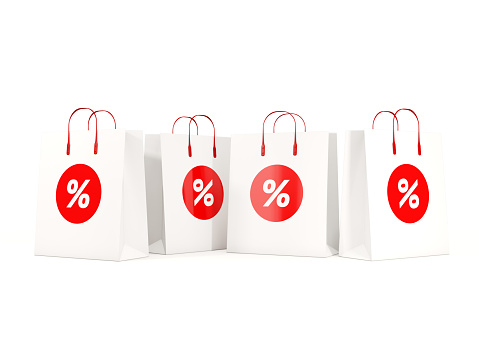Sale and shopping concept. Shopping bags on white background. 3D illustration
