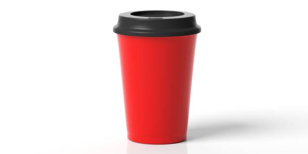 istock Coffee cup to go red with a black lid isolated on a white background, 3d illustration. 1056675226