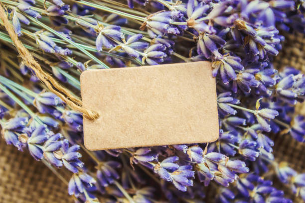 istock lavender dried and the tag. Selective focus. 1056680800