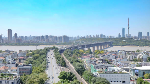 istock The double deck bridge across the Yantsze river. Panorama view . 1056681716
