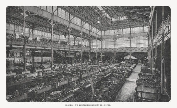 istock Central Market Hall of Berlin, Germany, wood engraving, published 1897 1056683678