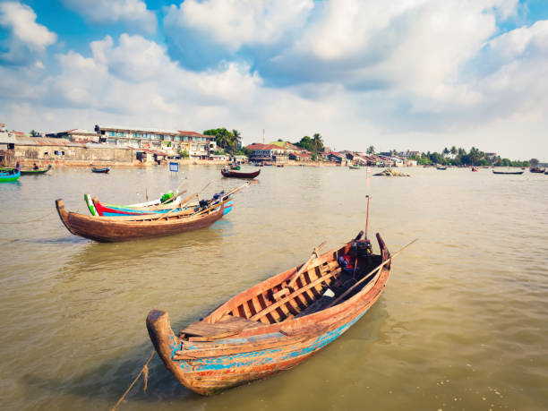 istock Boats on the river in Sittwe. Myanmar 1056684038