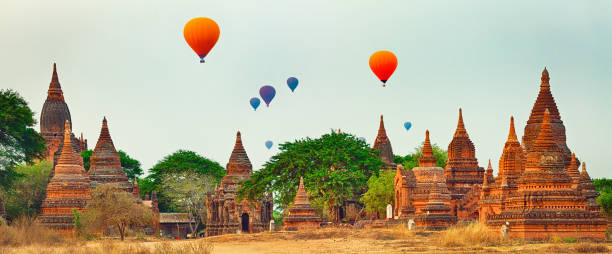 istock Balloons over Temples in Bagan. Myanmar. Panorama 1056684072