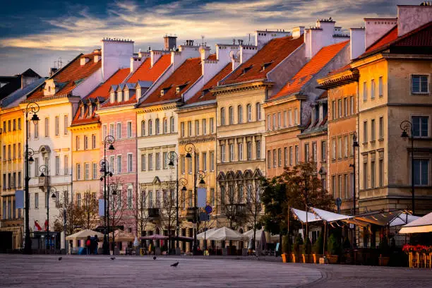 Krakowskie Przedmieście street in the morning, Warsaw, Poland