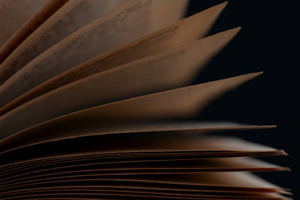 istock Sheets of books on a black background. Macro. 1056688796